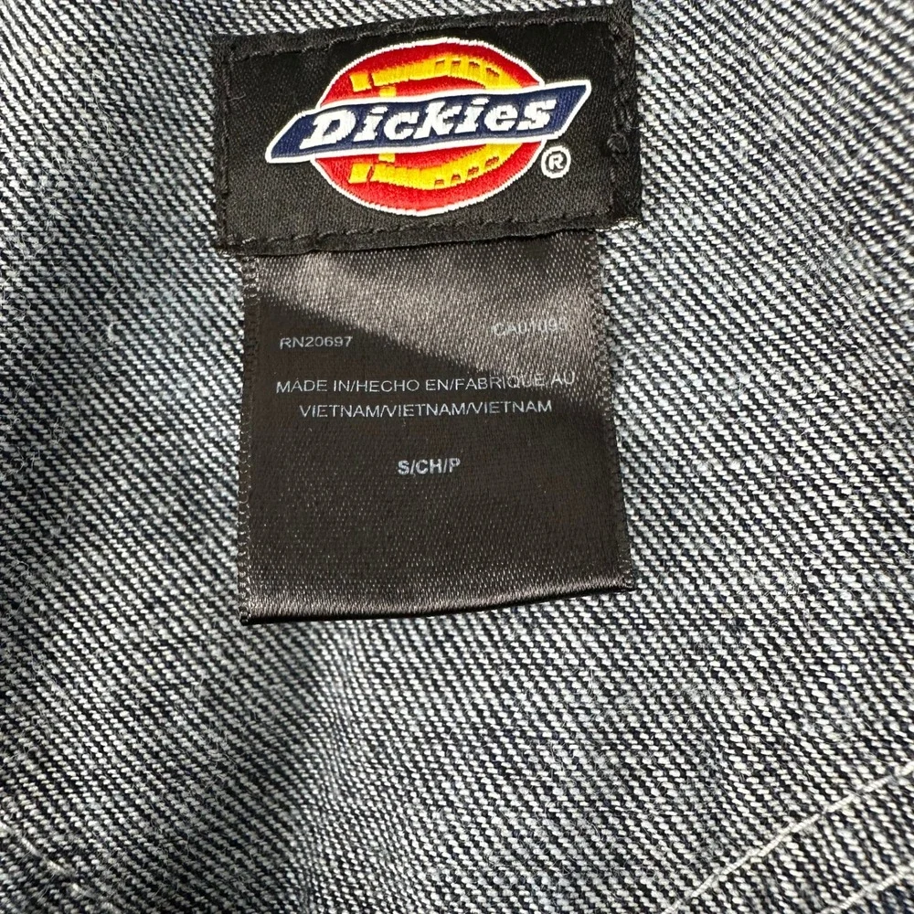 Dickies Mens Size Small Dark Wash Denim Bib Overalls Contrast Stitch Workwear
